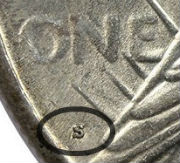1924 S peace dollar mint mark