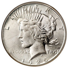 1925 S Peace Silver Dollar Coin